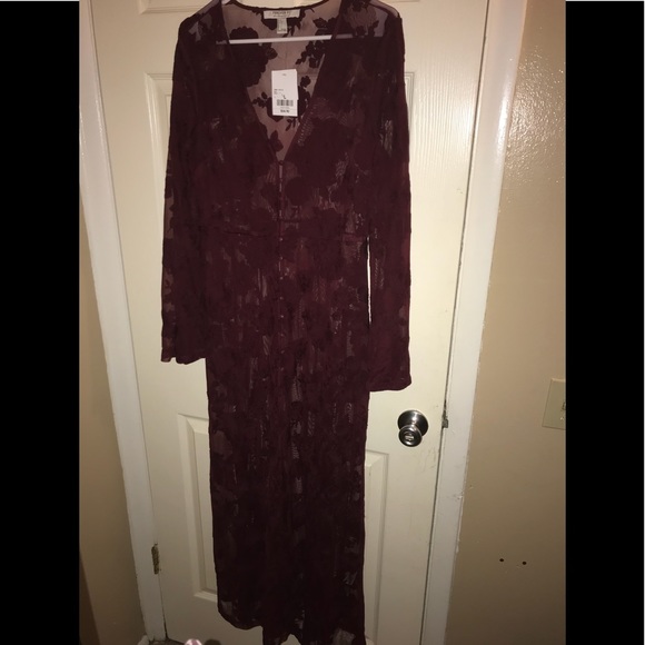 Gorgeous long length floral lace red wine dress ! - Picture 5 of 5